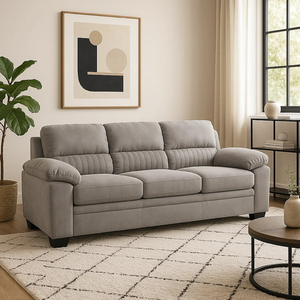 Ensemble de canapé convertible de 80 pouces, gris, revêtement en polyester, rembourrage en mousse souple, structure en bois massif, design moderne pour appartement - Product Image 5