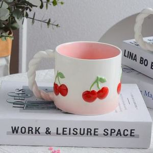 Taza de cerámica M Twist, taza coreana pintada a mano de Color bajo vidriado, linda flor de nicho, té, pareja, taza de café, recuerdo, Vasos - Product Image 4