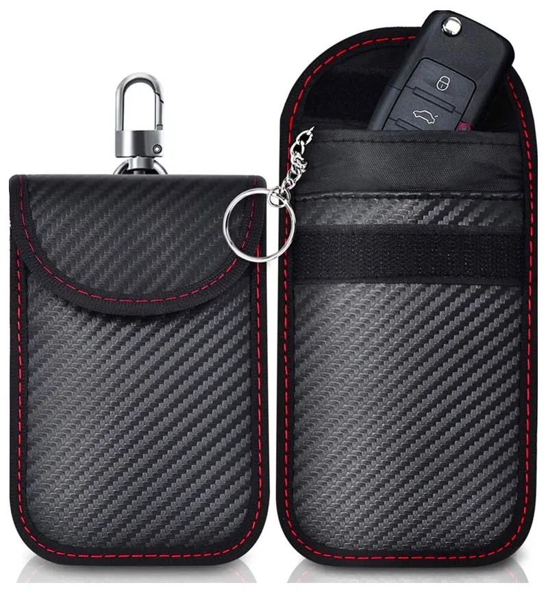 Carbon Fiber Fob Rfid Signal Blocking Bag Anti Theft Faraday pouch for car key