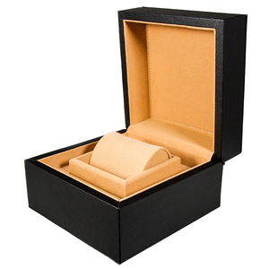 Wholesale Luxury <b>Black</b> <b>Leather</b> <b>Watch</b> Case Dustproof Rectangle Design Outside Position <b>Black</b> Box - Product Image 1