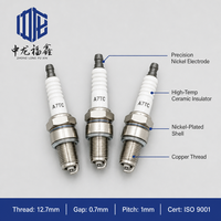 Bougie d'allumage pour moto A7TC ISO9001, filetage 12,7 mm, espacement 0,7 mm, résistante aux hautes températures, pour moteur refroidi par air 125cc 250cc, OEM personnalisé