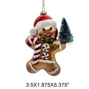 Adornos Navideños de Cristal Hechos <span class=keywords><strong>a</strong></span> Mano de Alta Calidad, Muñeco de Jengibre para Colgar en el Árbol de Navidad, Decoraciones para Fiestas Navideñas, Muñeco de Galleta - Product Image 2