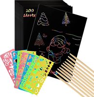 Scratch Art Set 10 Stylus 8 Stencils Black Scratch Notes en relieve DIY Crafts Navidad Cumpleaños Tarjetas de regalo Cartón