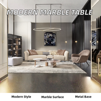 Table à manger rectangulaire italienne moderne en marbre Pied métallique mobile Plaque de roche en bois Combinaison ovale de meubles Tables basses