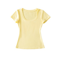 T-shirt court à col en V, coupe ajustée, léger, respirant, extensible dans quatre directions, pour femmes, été, basique, manches courtes