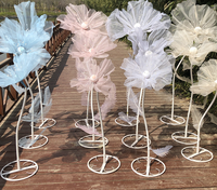 Décoration de mariage scène intérieur et extérieur en soie artificielle faite à la main simulation géante grandes fleurs en organza