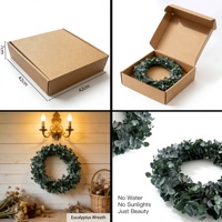 Guirlande de feuilles et fleurs séchées en forme de dollar argenté, couronne d'eucalyptus préservé au toucher réel, centres de table pour mariage et Saint-Valentin