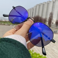Lentille photochromique coupe bleue acetato ronde métallique lunette photogray anti-reflet anti uv400 optique bluelight lunettes d'ordinateur