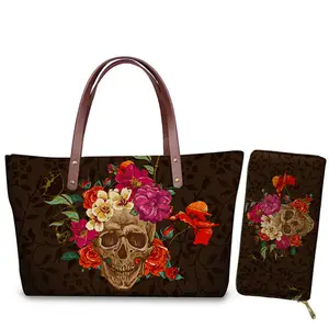 도매 핸드백 중국 설탕 해골 인쇄 2 개/대 어깨 가방 편안한 숙녀 세련된 핸드백 숙녀