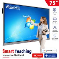 KINGONE Pizarra Digital Interactiva con Pantalla Táctil de 55 Pulgadas, Panel Plano Inteligente con IA para la Enseñanza y Educación Escolar