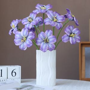 Fleur de tulipe artificielle Ruilisi, blanc, violet clair, rouge, marron, café, rose, orange, jaune, blanc laiteux, toucher réel, décoration de mariage et de la maison - Product Image 1