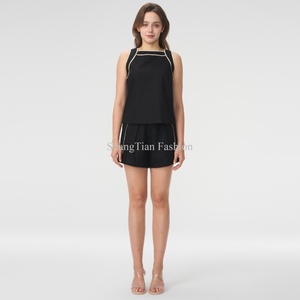 Camiseta Corta sin Mangas de Algodón y Lino Personalizada para Mujer, Camiseta a Rayas Transpirable de Corte Ajustado para Mujer - Product Image 4