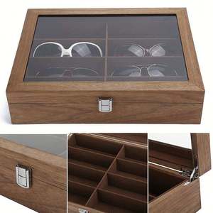 Boîte de rangement en bois pour lunettes de soleil et lunettes de vue, 8 compartiments, haute qualité, personnalisable, vente en gros - Product Image 4