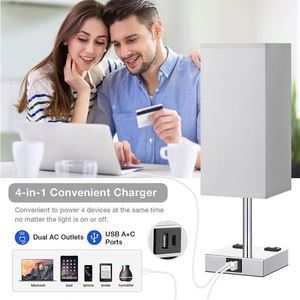 2ac USB+A Charging Port Touch Control Bedside <b>Table</b> <b>Lamp</b> Desk <b>Lamp</b> for Living Room Bedroom Home Office - Product Image 2