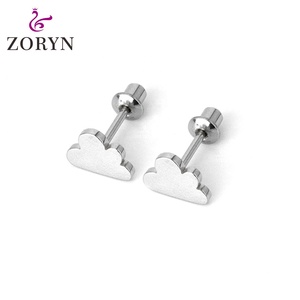 316LStainless Teel <b>Silver</b> Plated Screw Back StudEarrings Pink CZ Stone Four-Prong Setting Hypoallergenic Durable Cartilage <b>Studs</b> - Product Image 4