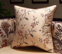Housse de coussin moderne carrée en bois de séquoia brodée de fleurs, élégante, pour la maison, le salon, le canapé, l'hôtel