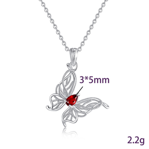 Collier pendentif papillon en pierre naturelle taille poire 3*5mm, en argent sterling 925 ajouré, bijou de créateur délicat - Product Image 6