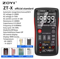 Multimeter Digital ZOYI ZT-X 9999 hitungan rentang otomatis EBTN LCD DC AC Voltmeter pengukur Amper arus kapasitor Ohm Temp Hz NCV Tester