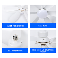 Offre Spéciale E27 ampoule tête mobile télécommande chambre ventilateur de plafond E27 Led ventilateur lampe prise ventilateur lumière
