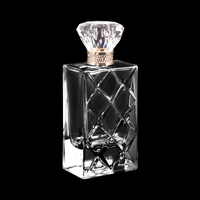 Vente en gros de flacons de parfum rectangulaires en verre transparent de 75 ml, bouchon en cuir de luxe, flacon de parfum portable pour femmes, boîte cadeau