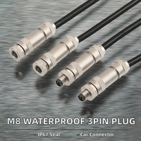 Connecteur M8 en laiton pour câble automobile, 3 broches mâle, 4 trous femelle, étanche IP67, à souder, bornes en laiton
