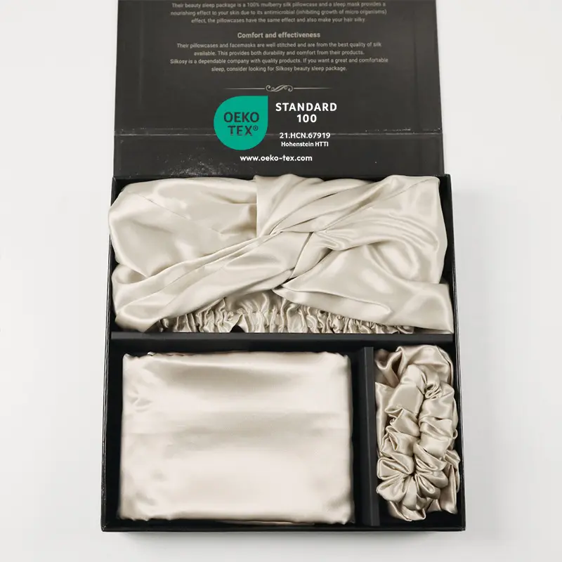 Direct Selling Natural Silk Pillow Case Good For Hair And Skin Silk Bonnet Scrunchies Silk Products Gift Set