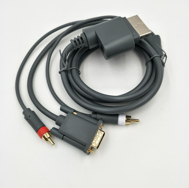 HD VGA Cable for Xbox 360 AV Cable + RCA to 3.5MM Stereo Audio Adapter Cable for Xbox360