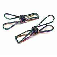 Customized Eco-friendly PVD Colorful Stainless Steel Rainbow Clothes Pegs Large Size Clothing Wire Clip Pegs