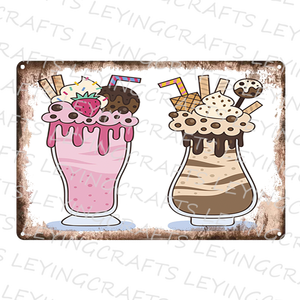 การตกแต่งผนังด้วยโลหะแบบวินเทจแผ่นโลหะดีบุกสำหรับผลไม้ไอศกรีมพิมพ์โลโก้ตามท้องถนนโปสเตอร์เหล็กทรงสี่เหลี่ยมแนววินเทจแบบสั่งทำ - Product Image 4