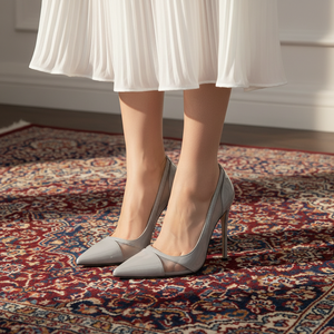 Chaussures à talons hauts sexy pour femme, grande taille 47, avec logo personnalisé, patchwork, bout pointu, style stiletto, coupe large, en maille - Product Image 6