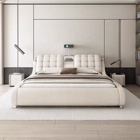 Lit doux inclinable réglable en bois blanc crème pour deux enfants avec grand lit d'appoint, design moderne assemblé