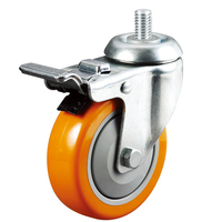 Prix usine industriel 125mm pivotant filetage roulette polyuréthane roue réfrigérateur roulette