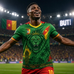 Conjunto Completo de Uniforme de Fútbol de Camerún para la Copa <span class=keywords><strong>Mundial</strong></span> 2026, Camiseta y Pantalones Cortos - Product Image 1