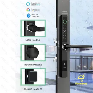 Waterproof Wifi Tuya Fingerprint Pocket Latch Double Digital Slide Hardware Price Smart Lock For Aluminum Sliding Door Lock