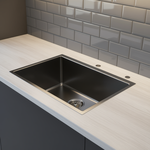 Évier de cuisine moderne et confortable à cuve unique 30x22 à encastrer en acier inoxydable noir rectangulaire - Product Image 2