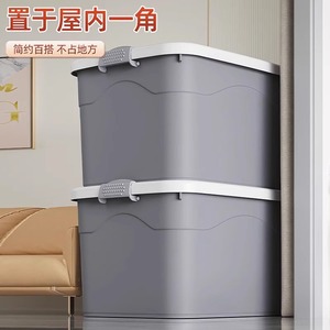 Caja de almacenamiento de plástico rectangular de gran capacidad con ruedas para ropa, libros, juguetes, organizador para el hogar, ecológico - Product Image 3