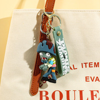 Porte-clés pendentif en silicone style américain Plants Vs. Zombies pour sacs et clés de voiture pour hommes et femmes - Cadeau créatif pour couple