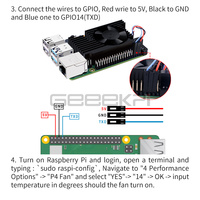 Kit de dissipateur thermique à vitesse réglable pour Raspberry Pi 4B, ventilateur de refroidissement silencieux, arrêt automatique, coussin thermique 3510