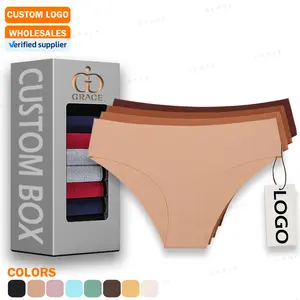 Custom Logo Seamless Underwear 1 Pieces Ice Silk Bonded Traceless Invisible Hipster No Show Women Underwear Seamless Panties