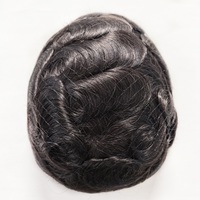 Pas cher Vente en gros Personnalisé Blanc Gris Indien Naturel Délié Système de Remplacement de Cheveux Humains Postiche Vieil Hommes Toupet Perruque