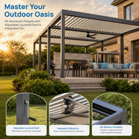 Pergola en aluminium de qualité supérieure avec toit motorisé réglable, pergola d'extérieur pour cour, patio, jardin