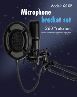 Microphone USB filaire à condensateur avec bras, filtre anti-bruit, lumières LED, haute fidélité, cardioïde, 24/96kHz, portable