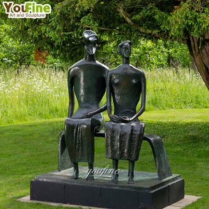 Statua moderna a grandezza naturale del re e della regina del bronzo fuso della decorazione del parco dell'opera d'arte di Henry Moore - Product Image 1