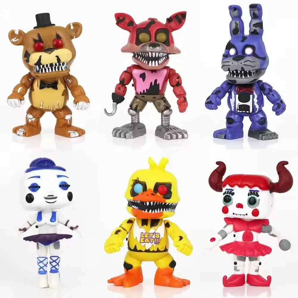 AL สินค้าใหม่ Freddy ห้าคืนรูปการกระทํา 6 ชิ้น/เซ็ต Fnaf ของเล่นของเล่นหมีเที่ยงคืน series ของเล่น PVC