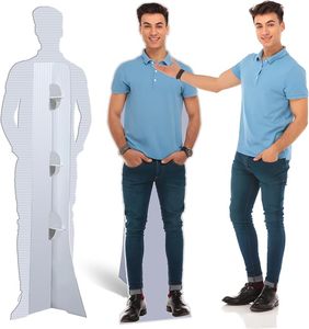 Stand publicitaire grandeur nature en forme de silhouette humaine, présentoir de sol pour portrait - Product Image 1