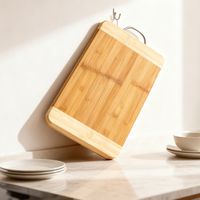 Planche à découper en bambou écologique créative de 40 cm, rectangulaire, antibactérienne, avec trou de suspension