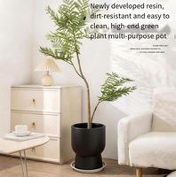 Pot de fleurs en résine haut de gamme, style minimaliste et luxueux, pour salon, noir, créatif, grand, en forme de sablier