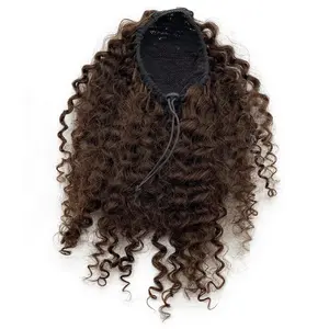 Hot bán sợi tóc chất lượng hàng đầu tóc con người afro kinky Curl ponytail Dây Kéo Pony phần mở rộng tóc 10-14inch trong kho