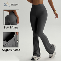 Pantalon de survêtement évasé style danse, effet seconde peau, rehausseur de hanches, coupe cloche, en Spandex/Polyester, infroissable, ajusté