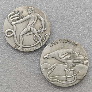عملات تذكارية ألمانية عتيقة الطراز لكارل غوتس عام 1916، هدايا، ديكور منزلي - Product Image 1